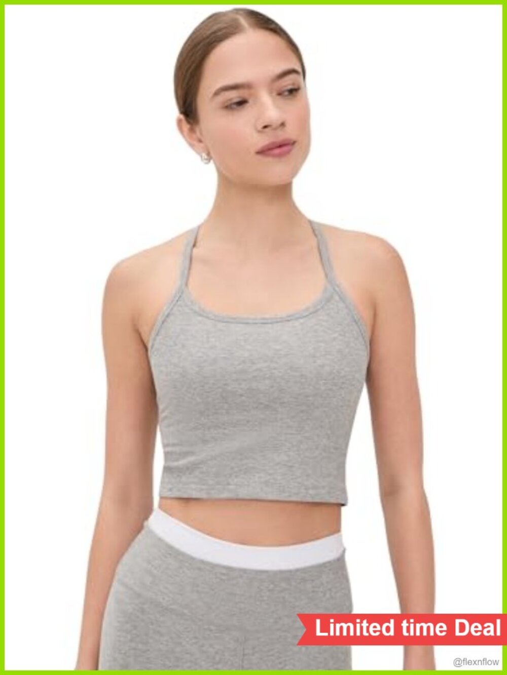 Slim Racerback Cropped Tank Top with Built-In Bra